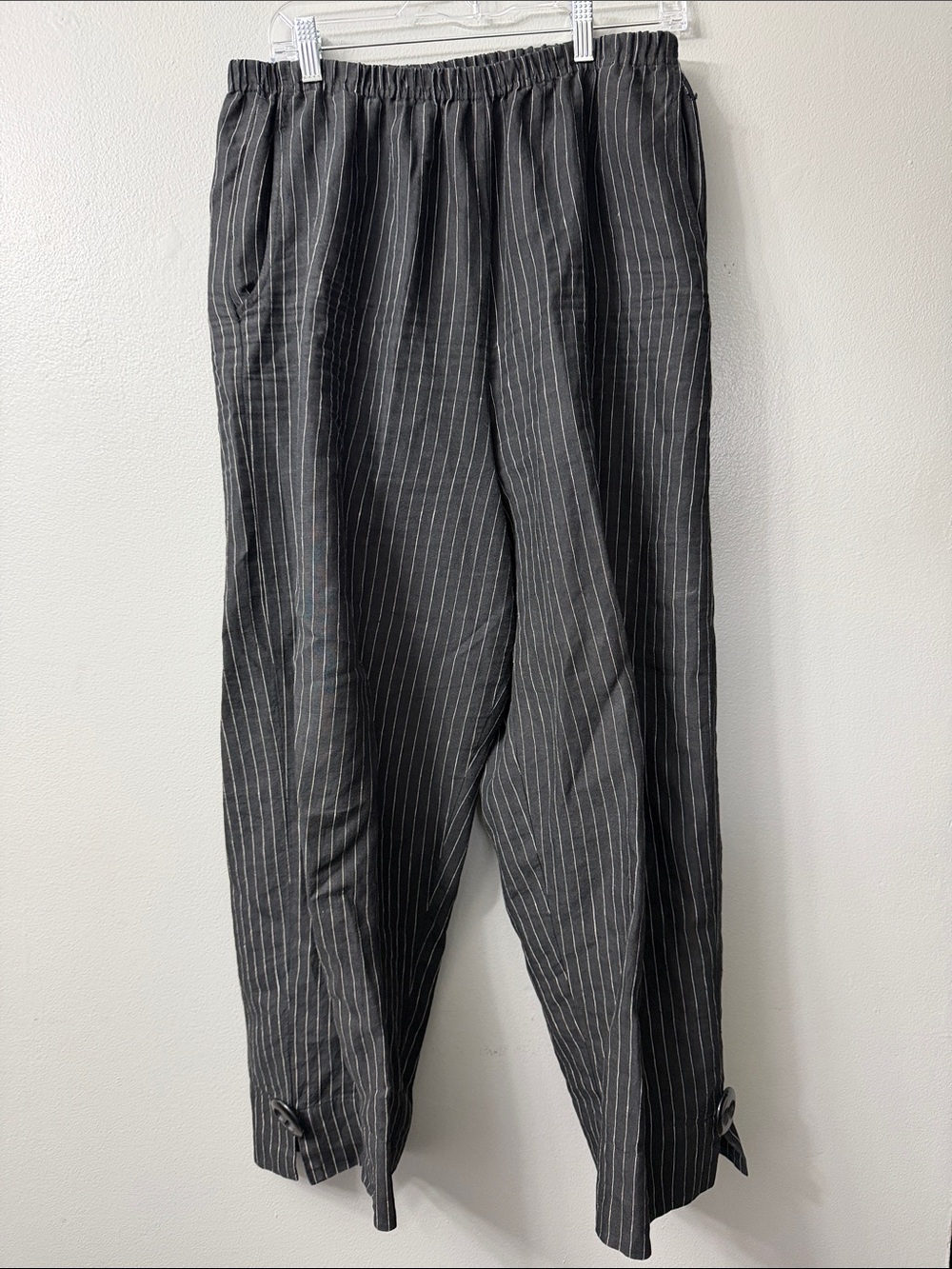 willow linen black pinstripe wide leg pants large